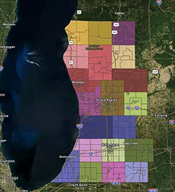 The feasibility map shows viability of development prototypes for each Census tract in SW Michigan.